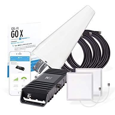 Cel-Fi GO X: The Only 100 dB Single Carrier Cell Phone Signal Booster for Homes & Offices - for Verizon, AT&T, Or T-Mobile - 2 Panel Antenna Kit