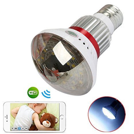 Wireless WiFi Light Bulb Camera P2P IP Network Camera HD 720P Audio Video Recorder DVR Baby Monitor Support IOS Andriod PC Remote View