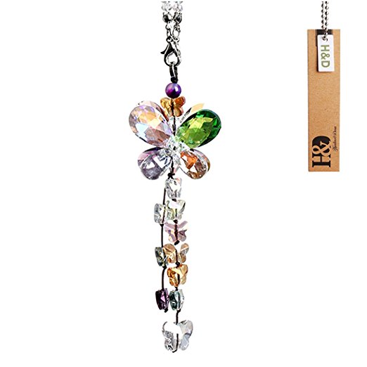 H&D Crystal Suncatcher Butterflyl Window Pendant Fengshui Rainbow Maker Chandelier Prism (colorful)