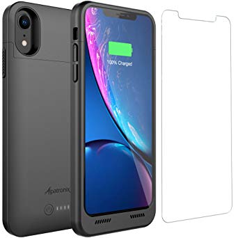 iPhone XR Battery Case with Qi Wireless Charging Compatibility, Alpatronix BXXrt 6.1-inch 3500mAh Ultra Slim Portable Rechargeable Protective Charger Cover for iPhone XR Juice Bank Power Pack - Black