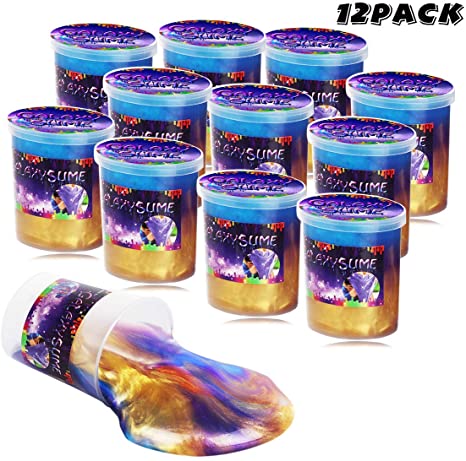Dorothyworld 12 Pack Galaxy Slime,Jumb Pack Slime Toy, Super Soft and Non-Sticky