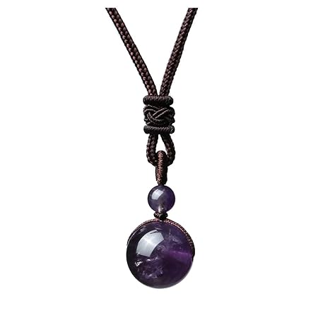 JOVIVI Healing Crystals Necklace Natural Amethyst Lucky Blessing Protection Chakra Beads Stone Pendant for Women and Men Adjustable