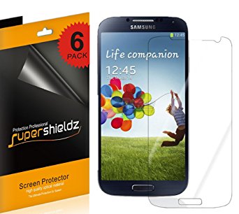 [6-Pack] Supershieldz- High Definition Clear Screen Protector For Samsung Galaxy S4 (AT&T, T-Mobile, Sprint, Verizon, All Carriers)   Lifetime Replacements Warranty- Retail Packaging