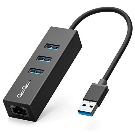 TICTID 3-Port USB 3.0 Aluminum Portable Data Hub with 10/100/1000Mbps Gigabit Ethernet Port Network Adapter for Mac, PC, USB Flash Drives and Other Devices (QA-H01E)