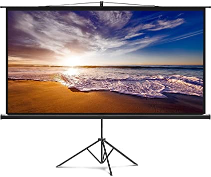 Delux Screens (USA Based Company) 100 Inch Portable Projector Screen with Stand | 100" | Adjustable TILT Tripod and Wall | 16:9 Format | Portable | for Mobile and Home Entertainment 4K Ultra HD Ready