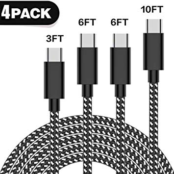 USB C Cable [4Pack/3ft, 6ft, 6ft, 9ft] USB Type C Nylon Braided Fast Charging Cable Cord for Samsung Galaxy S9/S8 , Note 8, Nintendo Switch, Sony Xperia XZ, Google Pixel,OnePlus 5T
