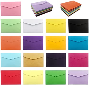 VANRA 100 Pack Mini Envelopes 17 Assorted Colors for Gift Card Envelopes, Cardstock, Index Cards, Business Card Envelopes