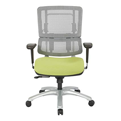 Office Star AMZ9665879 Vertical Grey Mesh Back Managers Chair with Silver Base Olive