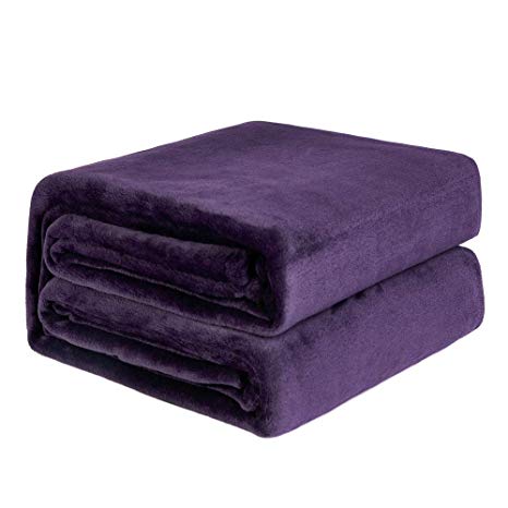 NEWSHONE Flannel Fleece Luxury Blanket - Lightweight Cozy Plush Throw Blanket Twin,Queen,King Size(60inX80in, Purple)