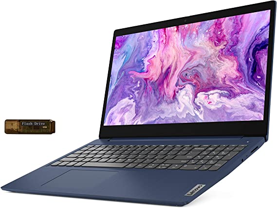 2020_Lenovo IdeaPad 3 15.6" HD Laptop PC, Intel 10th Gen Core i3 CPU, 8GB DDR4 RAM, 256GB SSD, 32GB External USB Flash Drive, Camera, WiFi, Bluetooth,Windows 10 S Mode - Abyss Blue