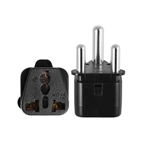 South Africa Plug Adaptor - UK To South Africa Adapter - Works Throughout South Africa - Super Reliable. South Africa Travel Adaptor (Pack of 2)