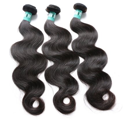 Msbeauty Hair Brazilian Virgin Hair Body Wave 3 Bundles Unprocessed Virgin Human Hair Weave Weft Mixed Length16 18 20 Natural Color Tangle-free