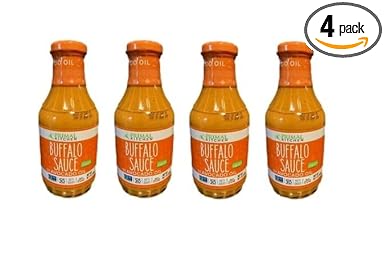 Buffalo Sauce Medium Heat Keto Friendly No Dairy Made with Avocado Oil 4 Glass Bottles NT.WT.16.5 oz each. By Primal Kitchen