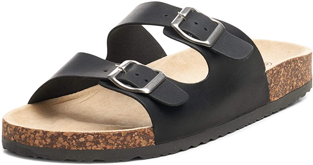 Alpine Swiss Mens Double Strap Casual Slides Flat Sandals