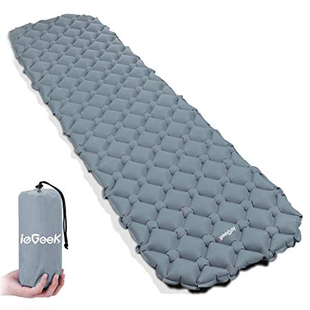 Sleeping Pad, ieGeek Lightweight Inflatable Camping Mat Self Inflating Air Pad Waterproof Sleeping Mat for Backpacking/Travel/Hiking - XL Size Portable Mattress with Packing Bag Comfortable Air Cells