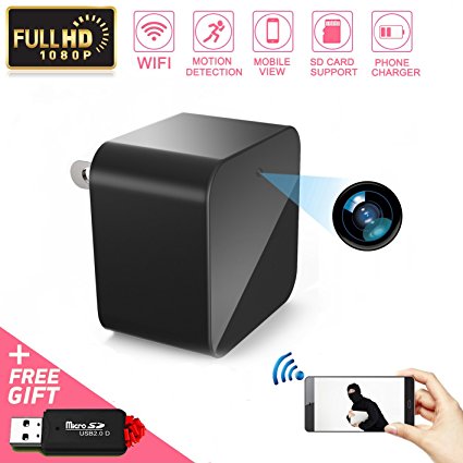 Spy Hidden Camera, WIFI Camera, HD 1080P Mini USB Charger Camera with APP Remote View, Motion Detection, Security Camera Surveillance Camera for Home and Office Surveillance