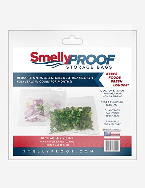 Smelly Proof SP-HSM10 Double Track Zipper Reusable Storage Bag, Clear, Small 6" x 4", 10 Pack