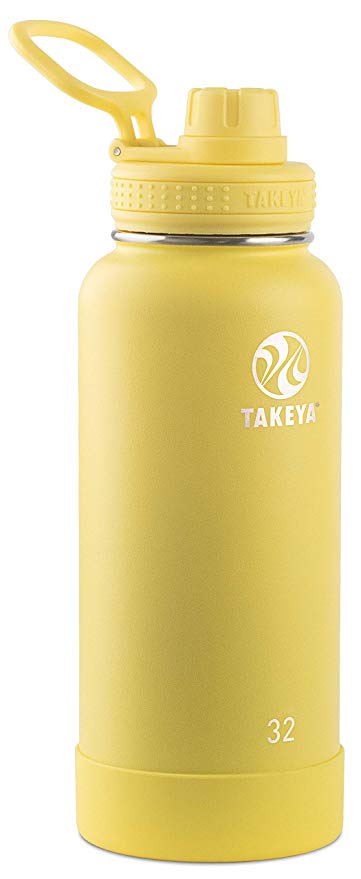 Takeya 51175 Actives Stainless Steel Insulated Water Bottle with Spout Lid 32 oz Canary