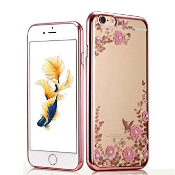 iPhone 6 Plus Case,GBSELL IPhone Iphone 6 Plus/6s Plus Hard Case Cover,Crystal TPU Cover Bling Diamond and Flower For iPhone
