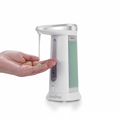 GooQee Automatic Soap Dispenser, Premium Touchless IR Sensor With Waterproof Base For Kitchen Bathroom, Fingerprint Resistant Chrome, Hand Sanitiser Compatible, Optional CHIME (12oz/340ml White)