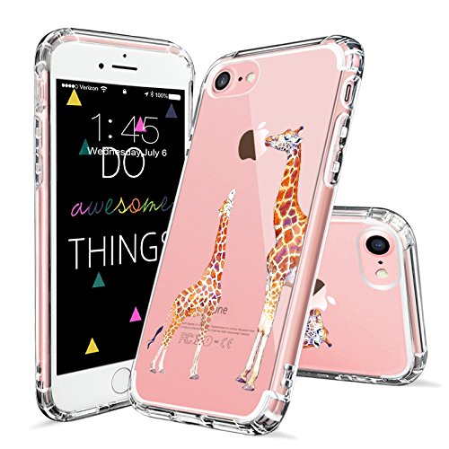 iPhone 7 Case, Cute iPhone 7 Case, MOSNOVO Cute Giraffe Pattern Clear Design Printed Transparent Plastic Hard Back Case with Soft TPU Bumper Gel Protective Case Cover for Apple iPhone 7 (4.7 Inch)