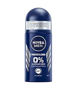 NIVEA MEN Protect & Care Deo Roll-On (50 ml), sanftes Deo ohne Aluminium (ACH) für ein langanhaltend frisches Hautgefühl, pflegendes Deodorant mit 48h Deo-Schutz