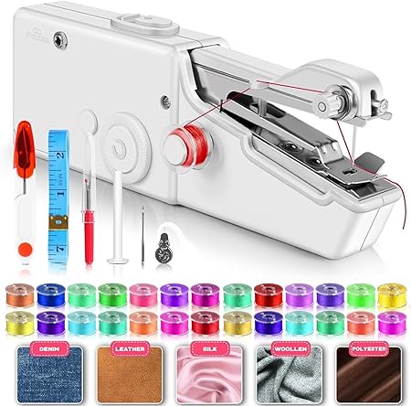 Handheld Sewing Machine, Mini Sewing Machines for Emergency Sewing, Easy to Use Sewing Machine for Beginners, Portable Sewing Machine Suitable for Home, Travel and DIY