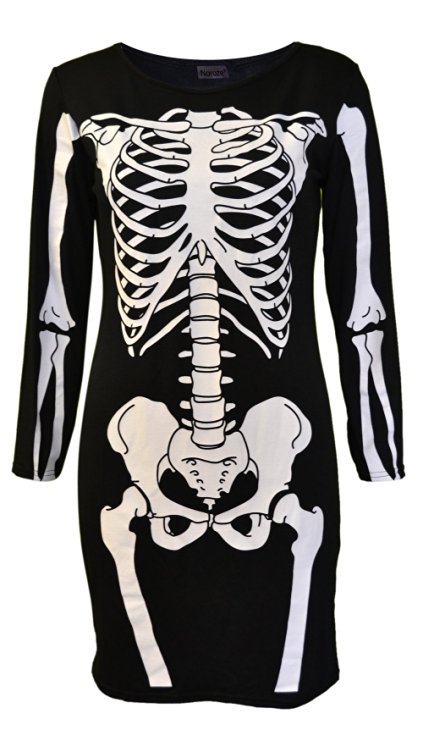 Noroze Ladies Halloween Skeleton Skull Bone Girls Dress