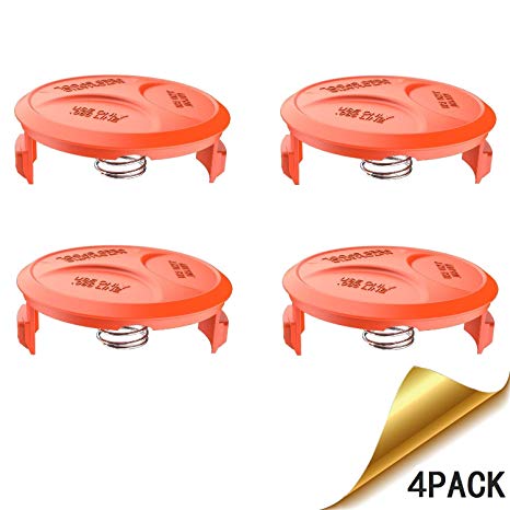 GARDENOK Weed Eater AF-100 Spool Cap Covers Compatible with Black Decker Series String Trimmer Replacement RC-100-P Edger Parts, 385022-03 Bump Cover Cap (4 Caps, 4 Spring)