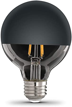 Feit Electric G2540/BLK/827/FIL/4 4.5W 40W Equivalent Dimmable 350 Lumen E26 Base Half Black Decorative LED G25 Globe Light Bulb, 4.3"H x 3.1"D, 2700K (Soft White), 4 Piece