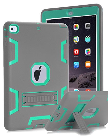 Topsky Hybrid Three Layer TPU Armor Case with Kickstand for  iPad Air (5th Generation) - Grey / Green