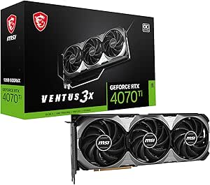 MSI GeForce RTX 4070 Ti Ventus 3X E 12G OC Gaming Graphics Card - 12GB GDDR6X, 2655 MHz, PCI Express Gen 4, 192-bit, 3X DP v 1.4a, HDMI 2.1a (Supports 4K & 8K HDR)