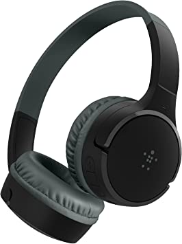 Belkin SOUNDFORM Mini Kids Wireless Headphones with Built in Mic, 30 Hours Playtime, Bluetooth 5.0 or Wired Connection, On Ear Headsets for Travel, School - Compatible with iPads, Galaxy, Tablet–Black