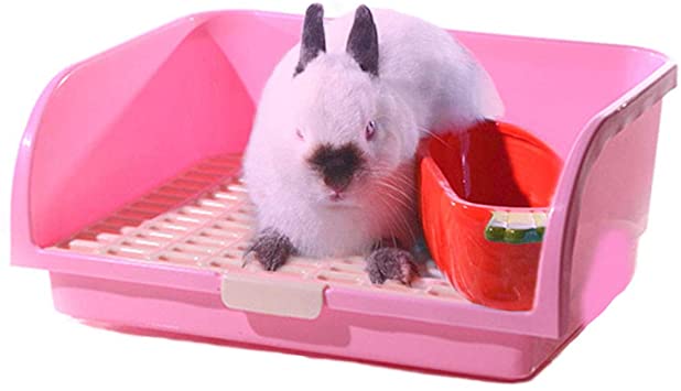 Oncpcare Super Large Rabbit Litter Box, Small Animal Restroom Square Rabbit Litter Toilet Chinchilla Potty Trainer Guinea Pig Litter Tray for Mink Squirrel Weasel