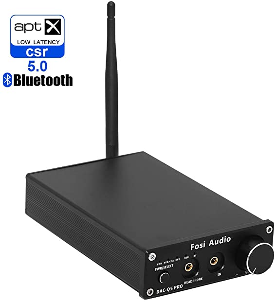 Bluetooth 5.0 DAC Converter 24-bit/192kHz Optical/Coaxial/USB Digital-to-Analog Adapter Decoder & Headphone Amplifier & Mini Stereo Pre-Amplifier Receiver - Fosi Audio Q5 Pro