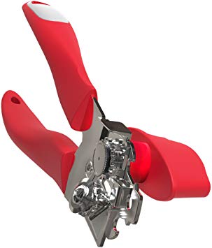 Vremi Manual Can Opener - Portable Heavy Duty Can Tin Bottle Opener with Stainless Steel Sharp Blade - Handheld Safety Manual Kitchen Cutting Tool with Ergonomic Grip for Arthritic Hands - Red