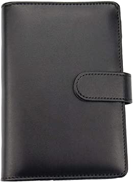 A6 Binder Planner Leather Cover with 6 Ring Refillable Paper Notebook for Personal（Black）