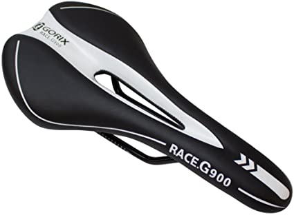 GORIX Bike Saddle Seat Racing Model Comfortable Cushion with Rail Mountain Road Bicycle for Men and Women (3621A)