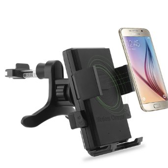 Qi Car Charger Mount Antye Qi Wireless Car Charger Dock Air Vent Wide Charging Area Holder for Samsung Galaxy S7S7 EdgeS6S6 EdgeNote 5Nexus 56 and Other Qi Standard Smartphones