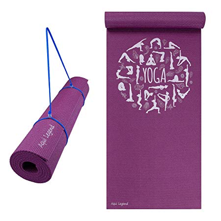 Aqui Legend Yoga Mat-Upgraded Non-Slip Exercise Mat with Carry Strap，Extra Thick Odorless Pilates Workout Mat for Hot Yoga, Pilates & Floor Exercises,Anti-Tear Lightweight Fitness Mat