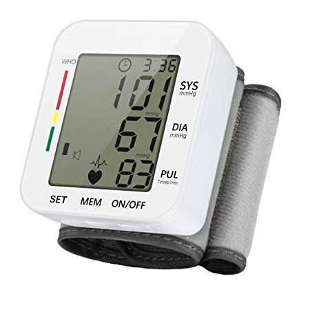 Wrist Blood Pressure Monitor for Home, Fully Automatically Measure Blood Pressure Monitor with Heart Rate Pulse - Large Digital LCD Screen Display, FDA/CE Certified