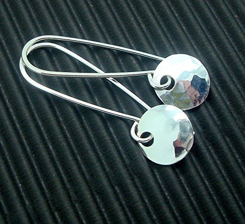 Minimalist Disc Earrings, Hammered Sterling Silver, Extra Small 3/8 Inch Disk
