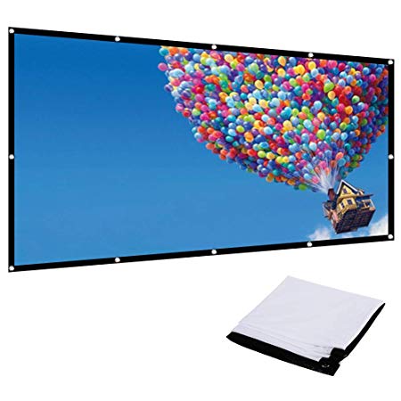 Rovtop Projector Screen 100" Inch 16: 9 Portable and Collapsible Wall/Ceiling Mount Projector Screen