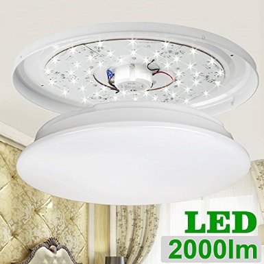 LE 24W 16-Inch 6000K LED Ceiling Lights 180W Incandescent 50W Fluorescent Bulb Equivalent 2000lm Daylight White Round Flush Mount Lighting Ceiling Lighting for Living Room Bedroom Diningroom