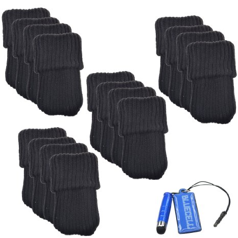 BCP 16pcs Black Color Knitting Wool Furniture Socks/ Chair Leg Floor Protector (Black Color)