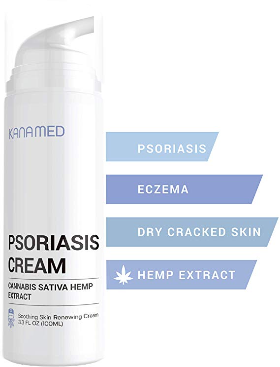 Kanamed Hemp Psoriasis Cream I Organic Medicated Psoriasis Treatment Lotion I Calms Skin For Dry, Inflamed Psoriatic Skin, Scaling Skin, Irritated Skin, Dermatitis, Shingles & Rosacea -3.3 oz (100 ml)