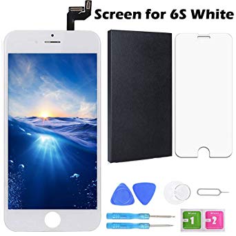 for iPhone 6S Screen Replacement White 4.7 Inch LCD Display Touch Screen Digitizer Replacement with Repair Kit and Screen Protector (6S-White)