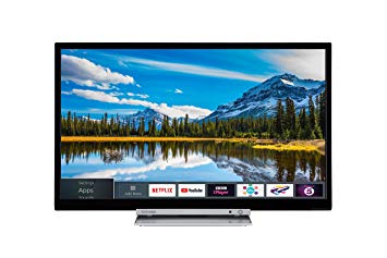 Toshiba 32D3863DB 32-Inch HD Ready Smart TV with Freeview Play and Built-In DVD Player - Chrome Black/Silver (2018 Model)