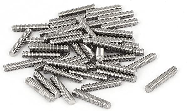 uxcell M4 x 20mm 304 Stainless Steel Fully Threaded Rod Bar Studs Silver Tone 50 Pcs