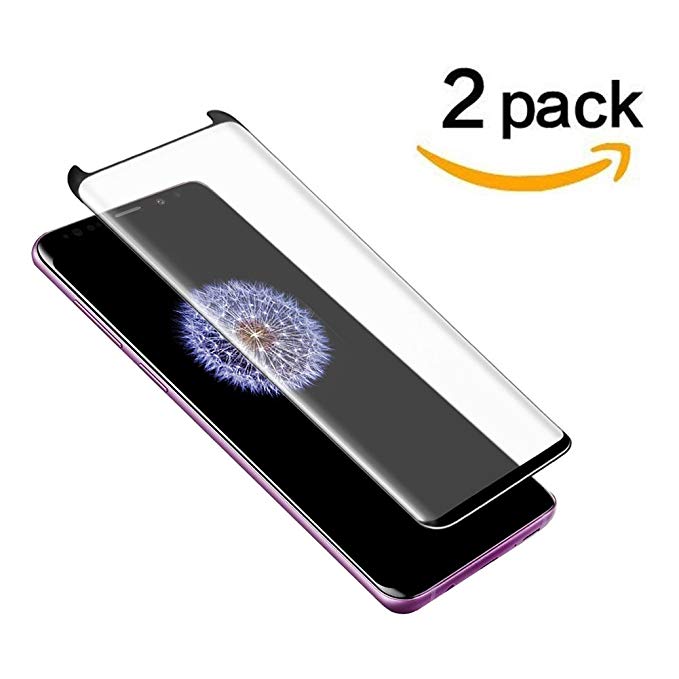 [2Pack] Samsung Galaxy S9 Screen Protector,Easy to Install,HD - Clear,Case Friendly,Anti-Fingerprint,3D Curved Full Cover Protective Film Premium Tempered Glass Screen Protector for Samsung Galaxy S9